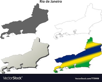 Rio de Janeiro blank outline map set vector image