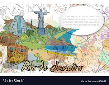Rio de janeiro doodles vector image