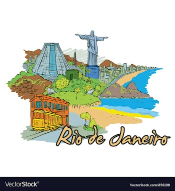 Rio de janeiro doodles vector image
