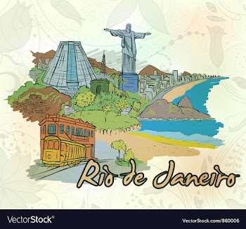 Rio de janeiro doodles vector image