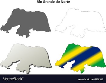Rio Grande do Norte blank outline map set vector image