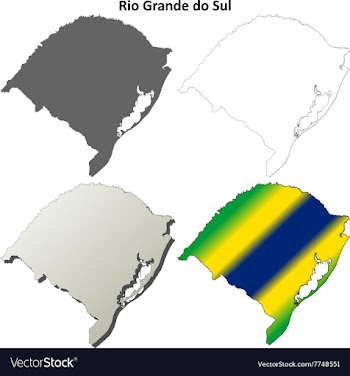 Rio Grande do Sul blank outline map set vector image