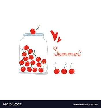 ripe blue cherries in a jar summer bright