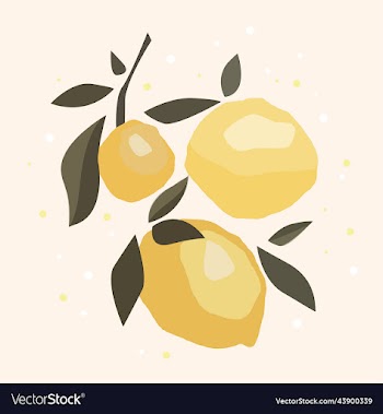ripe juicy lemons with green leaves