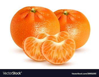 ripe mandarin with close-up on a white background