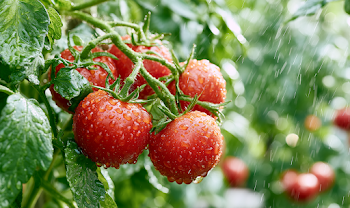 Ripe Red Tomatoes on the Vine in a Summer Garden