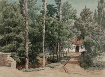 Ristikkorakennus lehtimetsän ympäröimänä, 1856, Werner | Free Photo - rawpixel
