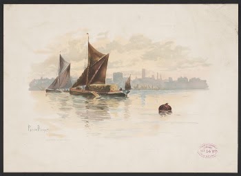 River barges (1895) by Harlow, | Free Photo - rawpixel