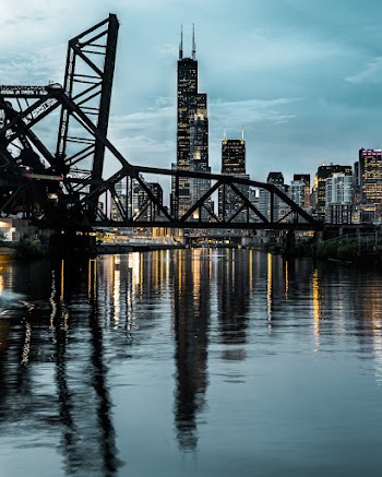 River Between Buildings