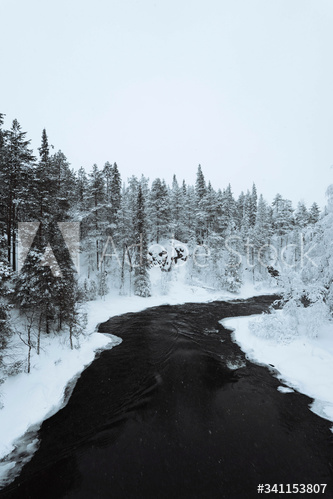 River in winter season at Oulanka National Park, Finland.