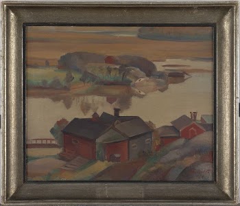 River landscape with buildings, 1930 | Free Photo - rawpixel