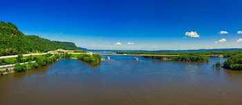 River with A Bridge Under Blue Sky
