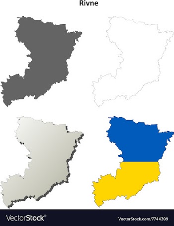 Rivne blank outline map set vector image