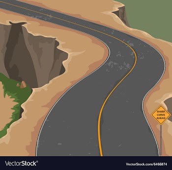 Road and cliff vector image