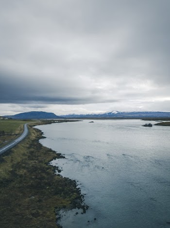 Road and Lake Scenery