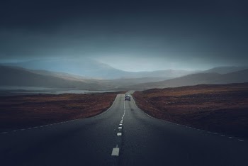 Road Between A Desert Land