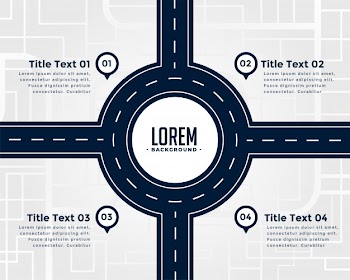 Road infographic four steps template Free Vector