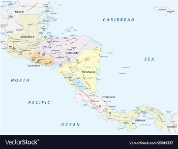  					Road map of the states of central america vector image														