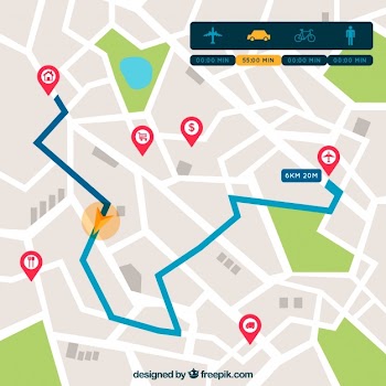 Road map with pointers in flat style Free Vector
