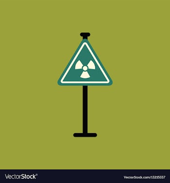 Road sign with an radioactive symbol vector image