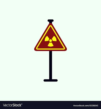 Road sign with an radioactive symbol vector image