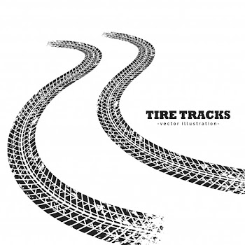 Road tire tracks on white background Free Vector