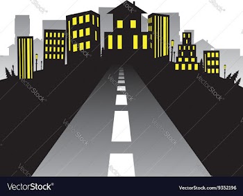 Road to City Silhouette vector image