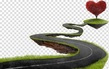 Road to red heart tree illustration, Road Sky Illustration, Tortuous mountain road transparent background PNG clipart