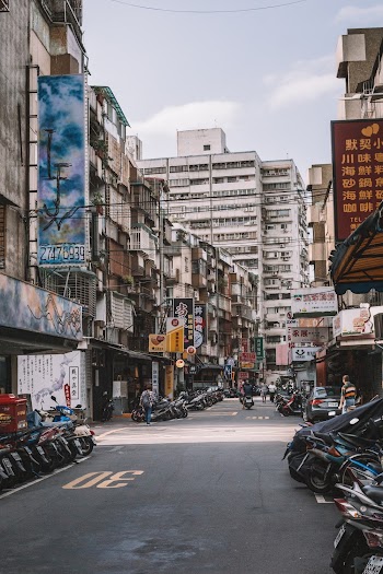 Road With Parked Motorcycles