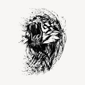 Roaring tiger collage element, animal | Free PSD - rawpixel
