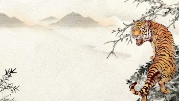 Roaring tiger desktop wallpaper, Chinese | Free Photo - rawpixel