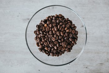 Roasted Coffee Beans on Glass Bowl