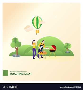 Roasting meat barbecue vector image