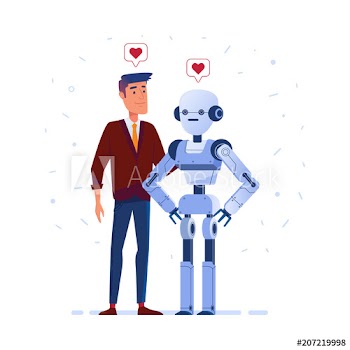 Robot and human in love