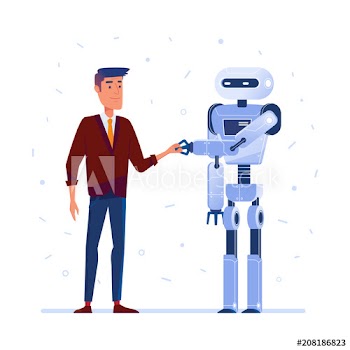 Robot and human shaking hands