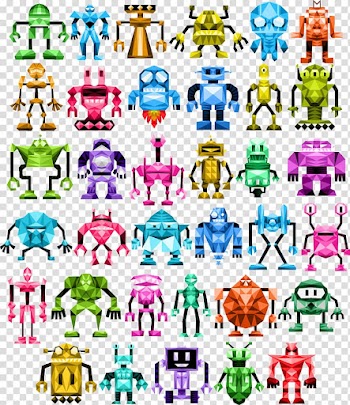 Robot Euclidean Cartoon Illustration, Colorful Robot transparent background PNG clipart