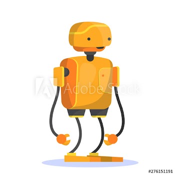 Robot, futuristic character of orange color