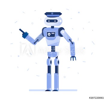Robot policeman in cap