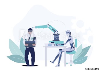 Robot vs human business concept