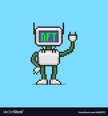 robot with text nft non-fungible token