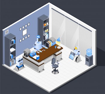 Robotic chief executive composition Free Vector
