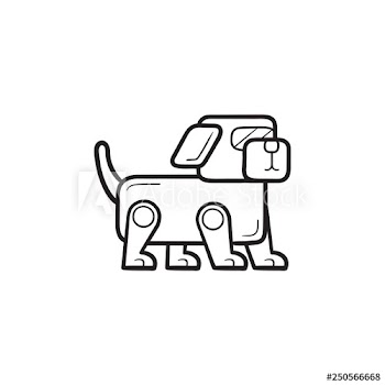 Robotic dog hand drawn outline doodle icon