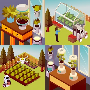 Robotised farmstead design concept Free Vector