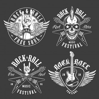 Rock and roll emblems Free Vector