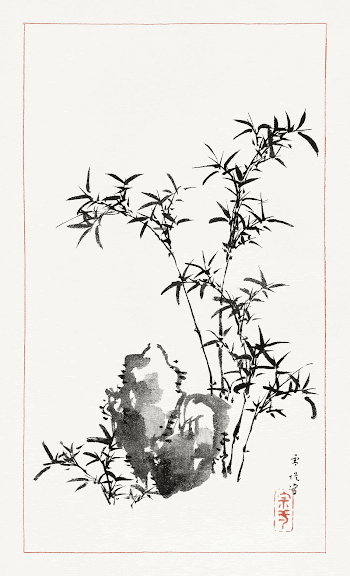 Rock & bamboo (1819-1882) vintage | Free Photo Illustration - rawpixel