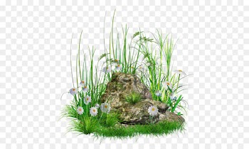 Rock Clip art - Stone with Grass and Flowers png Clipart 