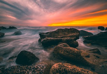 Rock Formation in Seashore during Horizon