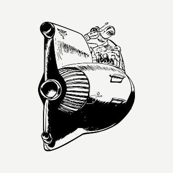Rocket collage element, black & | Free PSD Illustration - rawpixel