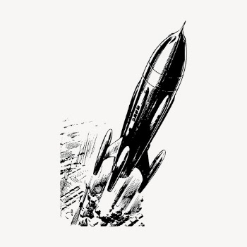 Rocket hand drawn clipart, launched | Free Vector Illustration - rawpixel