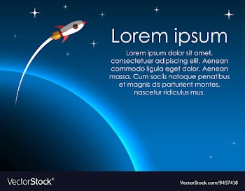Rocket in space flying over earth vector image